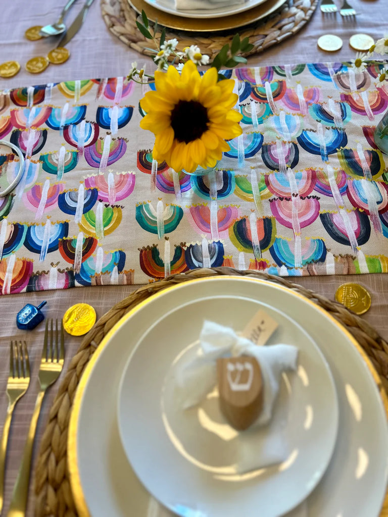 Arielle Zorger Designs Modern Hanukkah Table Runner- Peace Love Light Shop