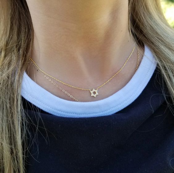 Jewish star necklace cz- Peace Love Light Shop