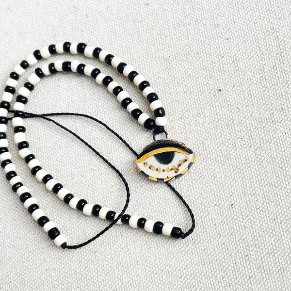 Beaded handmade evil eye necklace- Peace Love Light Shop