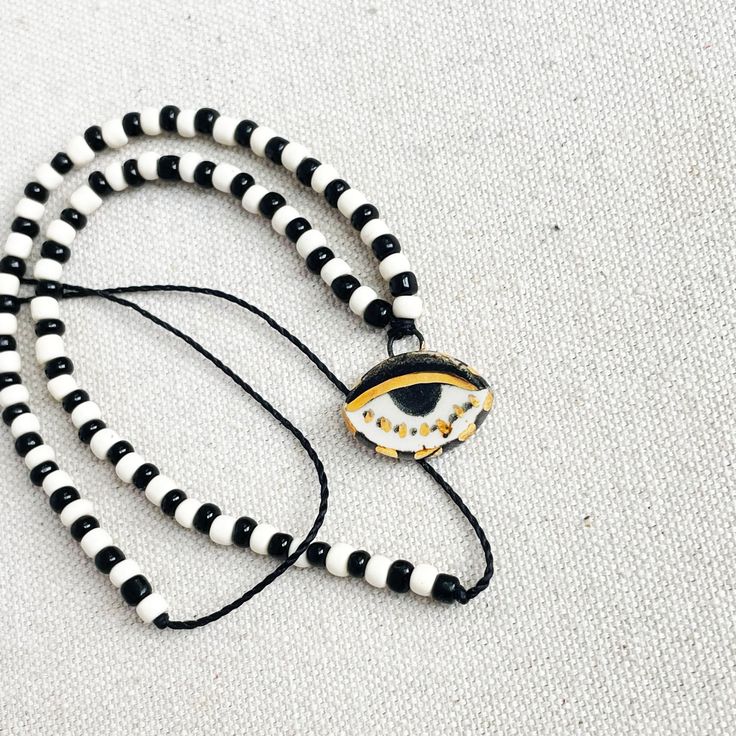 Beaded handmade evil eye necklace- Peace Love Light Shop