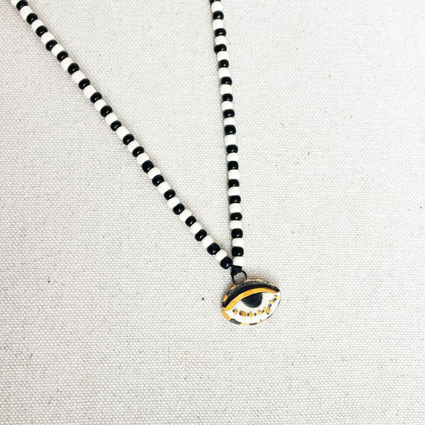 Beaded handmade evil eye necklace- Peace Love Light Shop