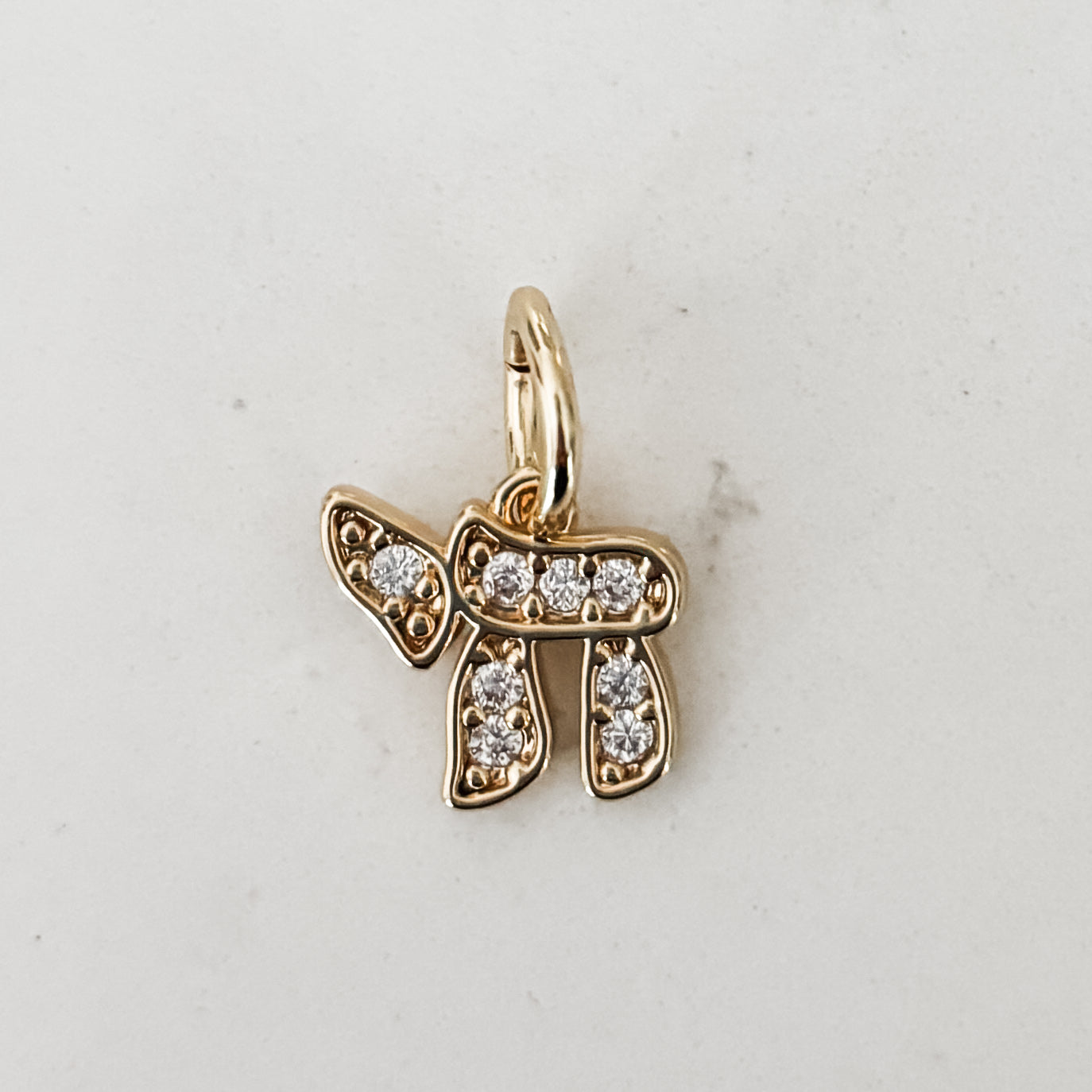 Chai Gold Pave Charm