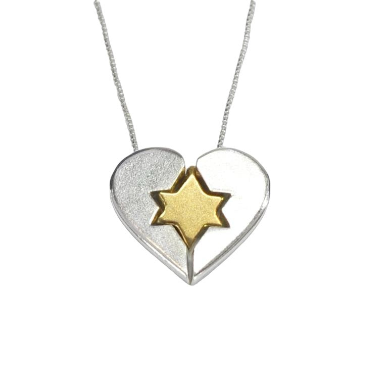 2pc heart Jewish star necklace - Peace Love Light Shop