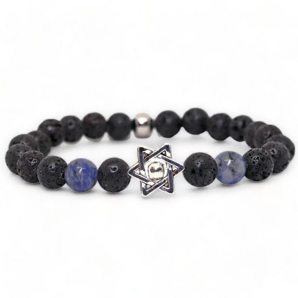 Star of David Lava Stone bracelet, women's or men's- Peace Love Light Shop