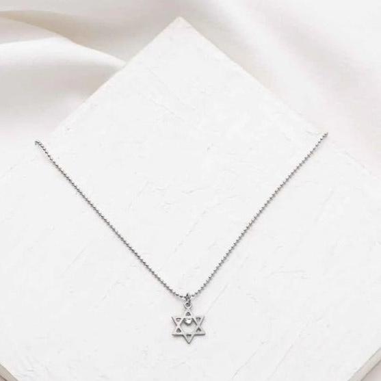 Silver Star of David Necklace with Crystal- Peace Love Light Shop