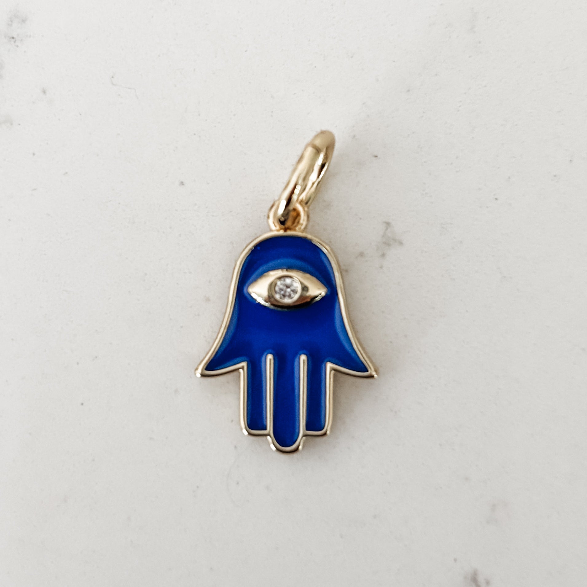 Hamsa Blue Enamel Charm