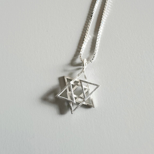 Modern star of David necklace, Jewish jewelry, Made in Israel - Peace Love Light Shop