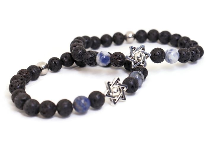 Star of David Lava Stone bracelet, women's or men's- Peace Love Light Shop