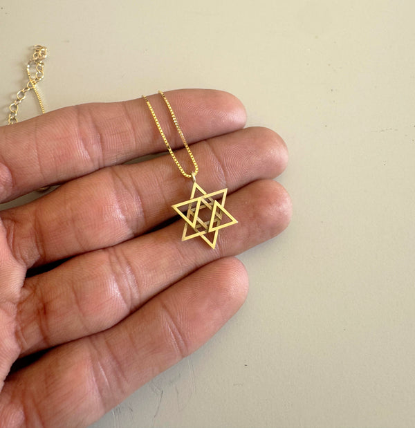 Modern star of David necklace, Jewish jewelry, Made in Israel - Peace Love Light Shop