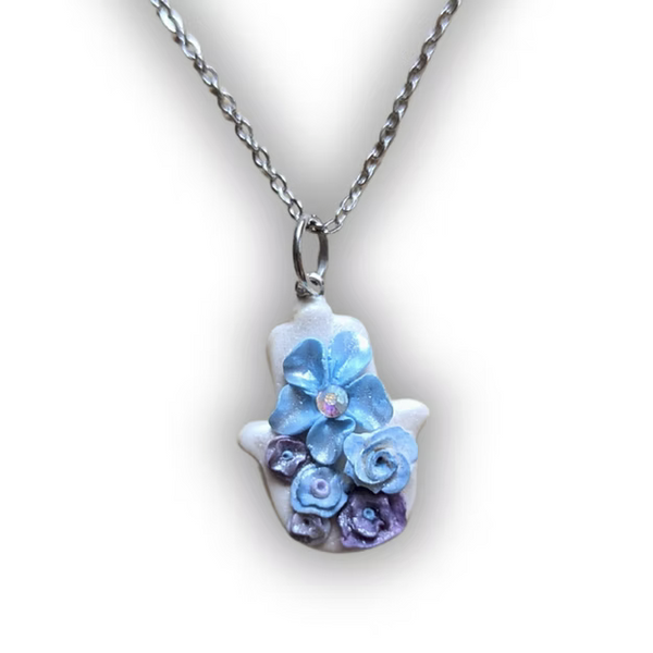 Floral Hamsa Necklace, Peace Love Light Shop