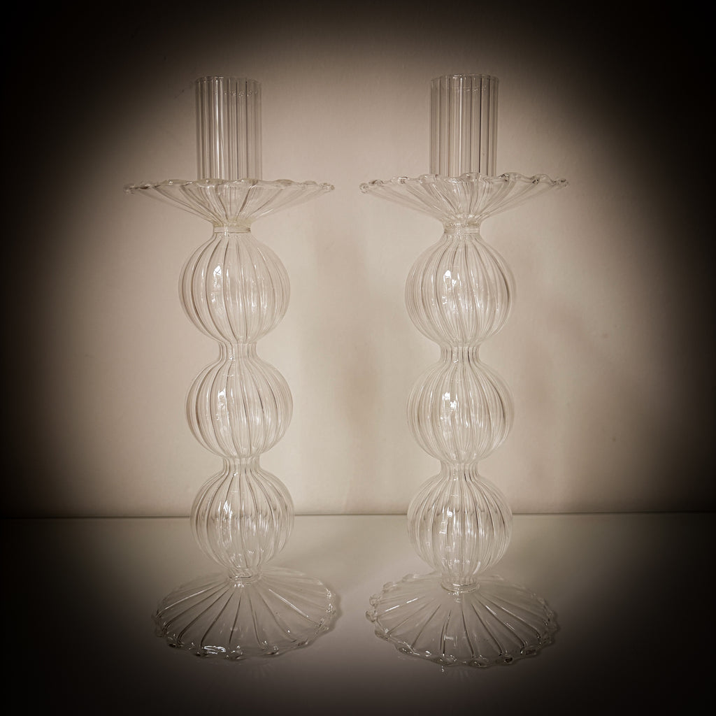 Shabbat Glass Candle Holders- Peace Love Light Shop