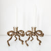 Bow candle holders, brass, shabbat- Peace Love Light Shop