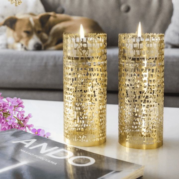 Women of Valor Shabbat candle holders- gold, Peace Love Light Shop
