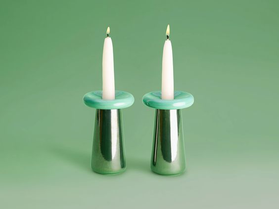 Modern mushroom candleholders, Peace Love Light Shop