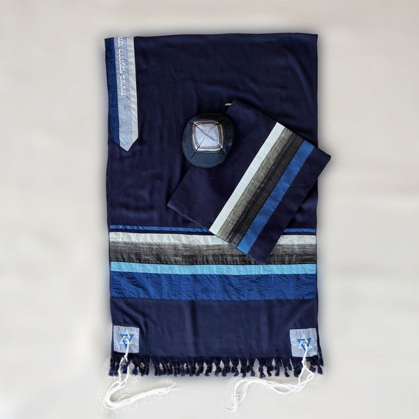 Tallit viscose blue, Made in Israel - Peace Love Light Shop