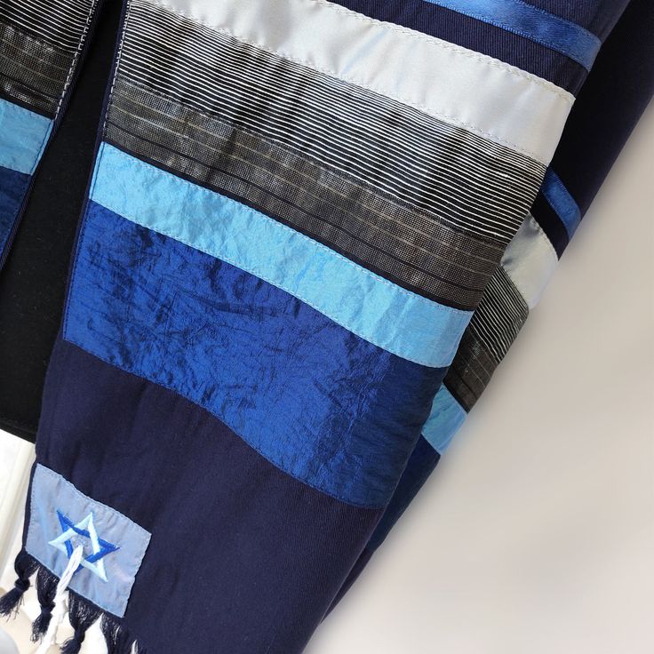 Tallit viscose blue, Made in Israel - Peace Love Light Shop