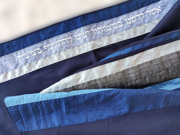 Tallit viscose blue, Made in Israel - Peace Love Light Shop