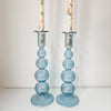 Blue Glass Shabbat Candle Holders- Peace Love Light Shop