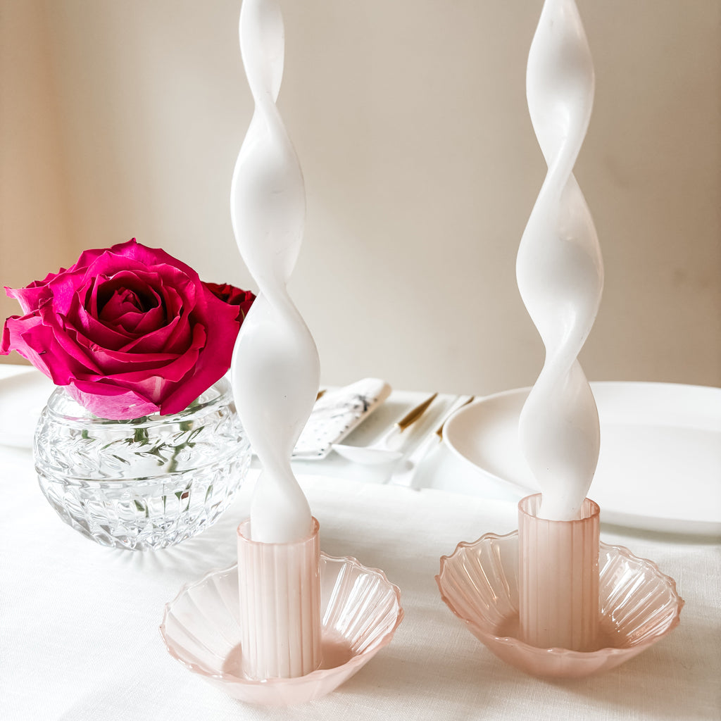 Glass candle holder, Shabbat- Peace Love Light Shop