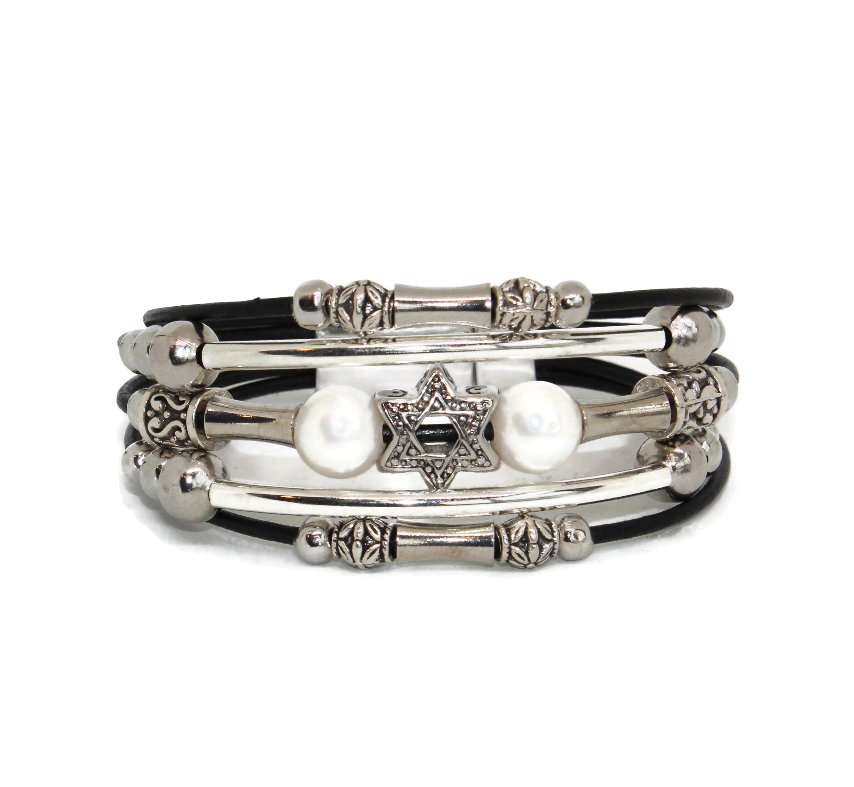 Star of David Leather Bracelet- Peace Love Light Shop