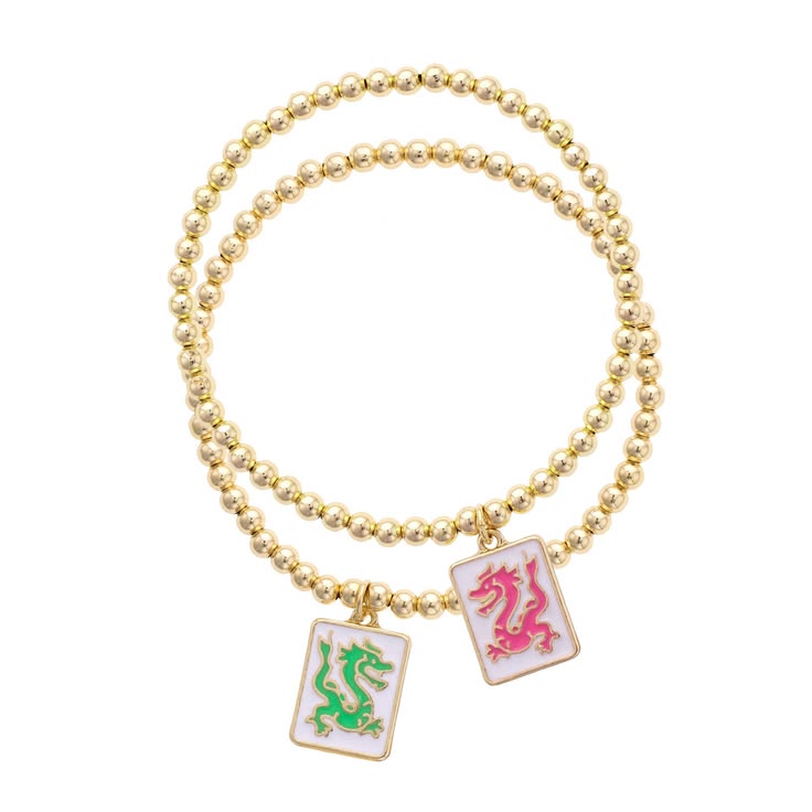 Beaded Mah Jong Bracelet, set of 2- Peace Love Light Shop