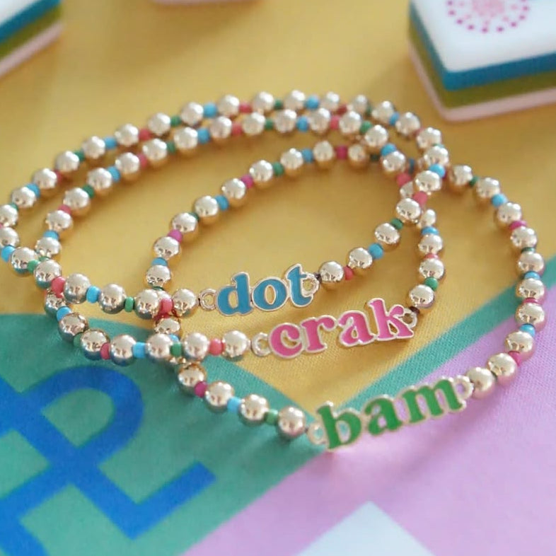 Ball beaded Mah Jong bracelets, gift, set of 3- Peace Love Light Shop