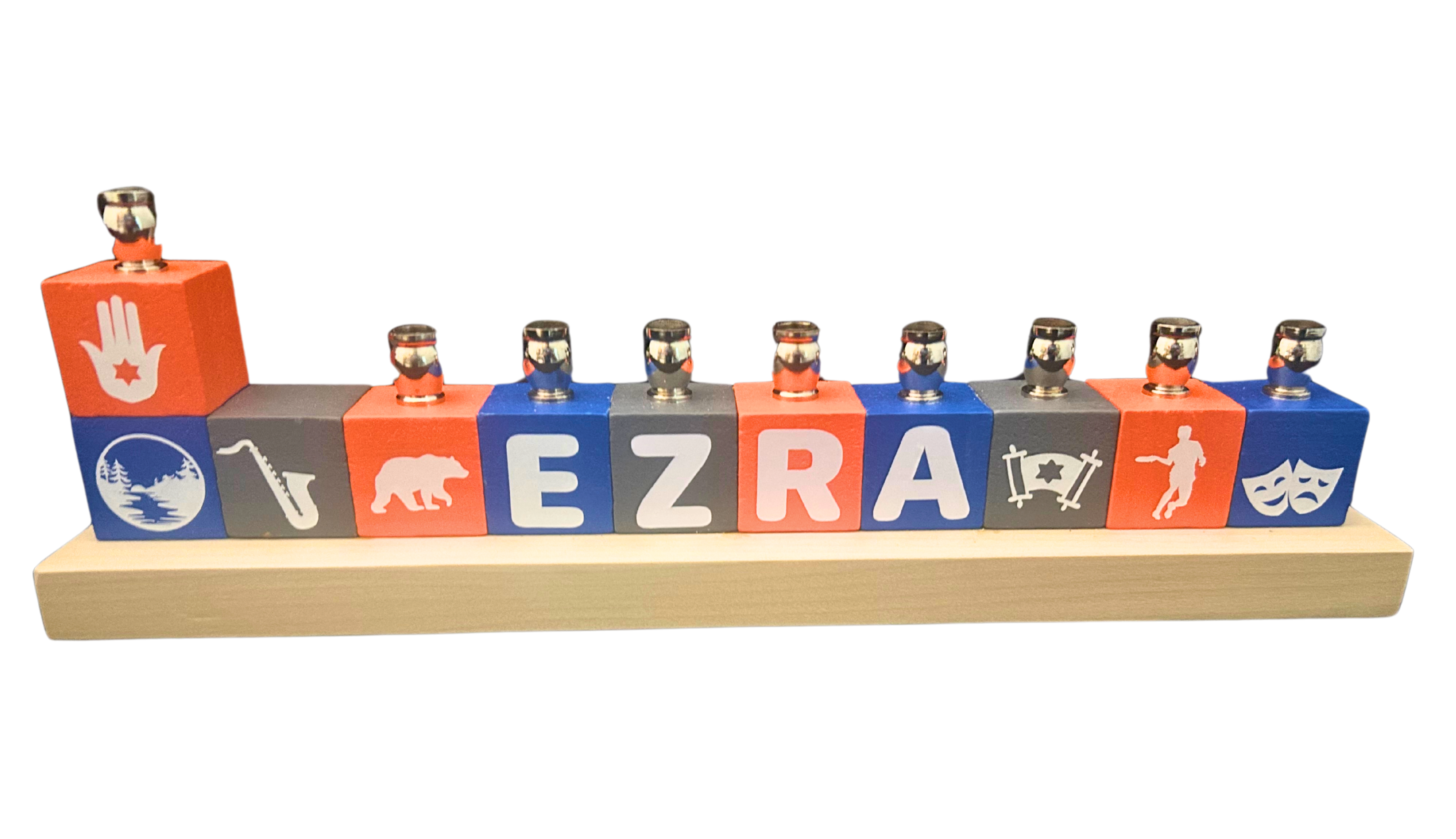Custom Kids Block Menorah- Peace Love Light Shop