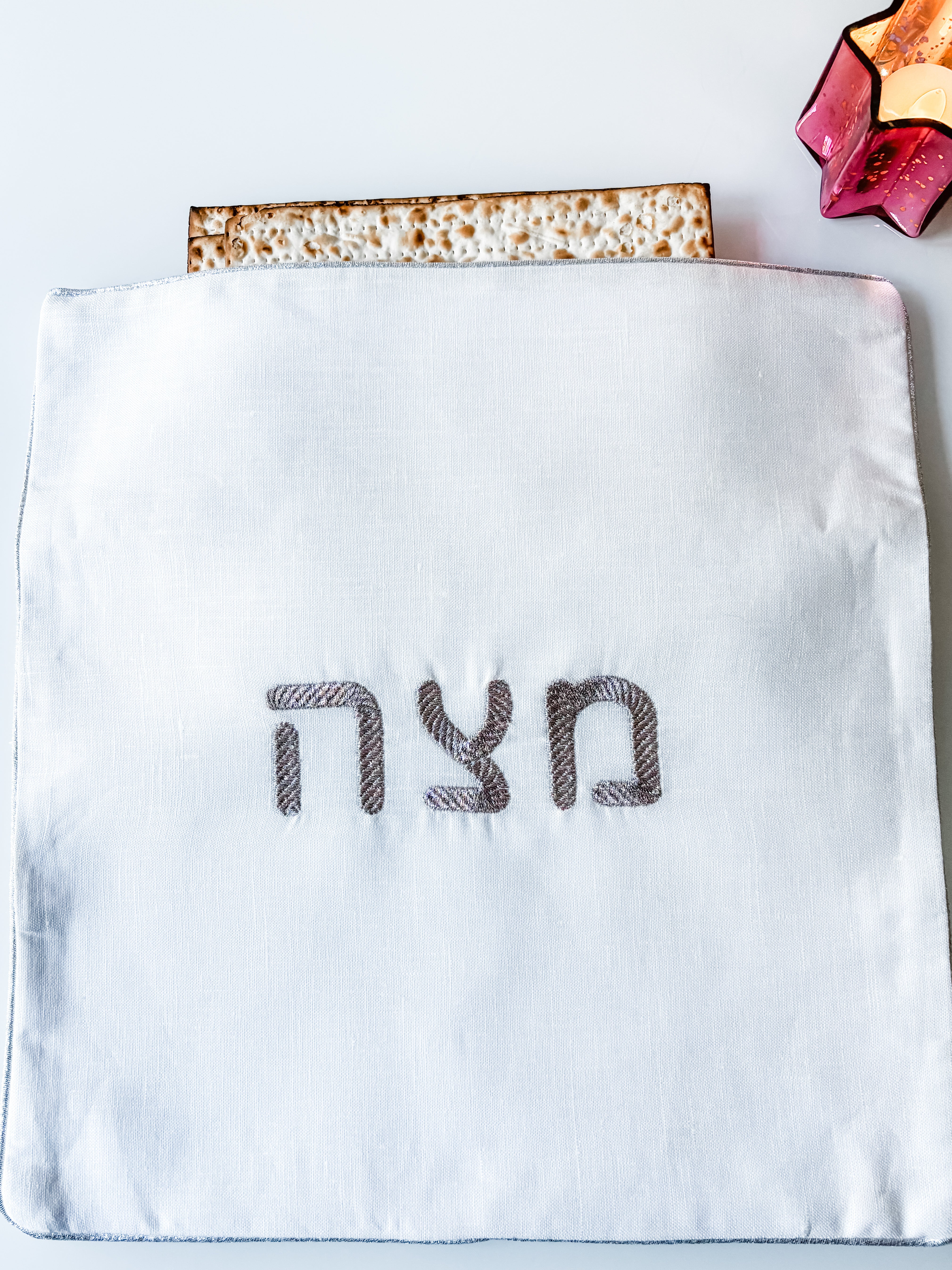 Passover modern embroidered matzah cover- Peace Love Light Shop