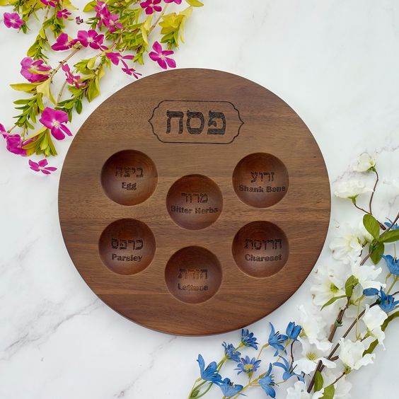 Wood Passover Seder Plate- Peace Love Light Shop