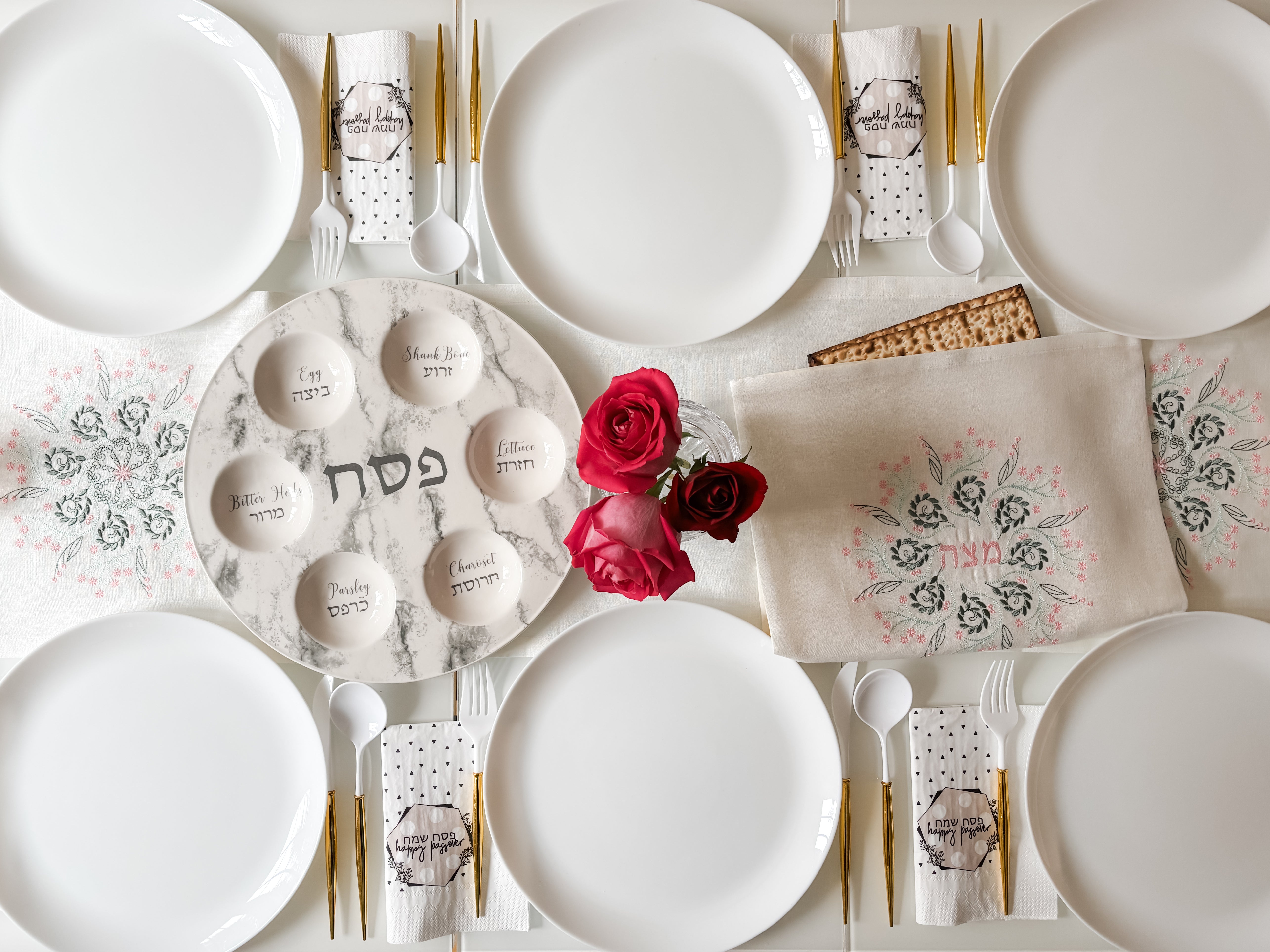 Ceramic, Marble Design Seder Plate, Passover - Peace Love Light Shop