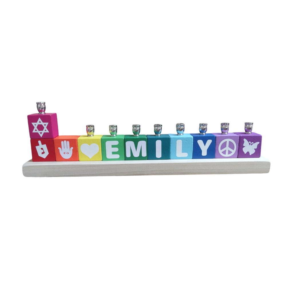 Custom Kids Block Menorah- Peace Love Light Shop