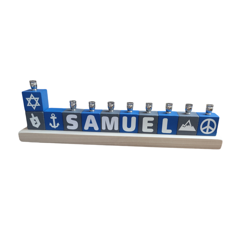 Custom Kids Block Menorah- Peace Love Light Shop