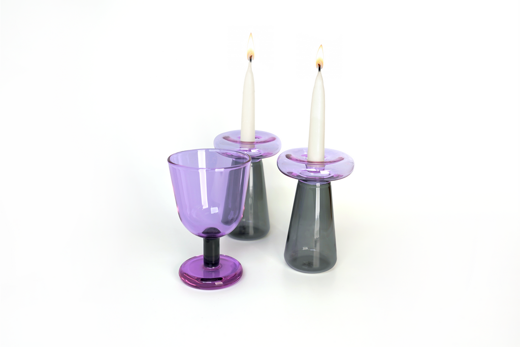 Modern Shabbat set, kiddush cup & candle holders- Peace Love Light Shop