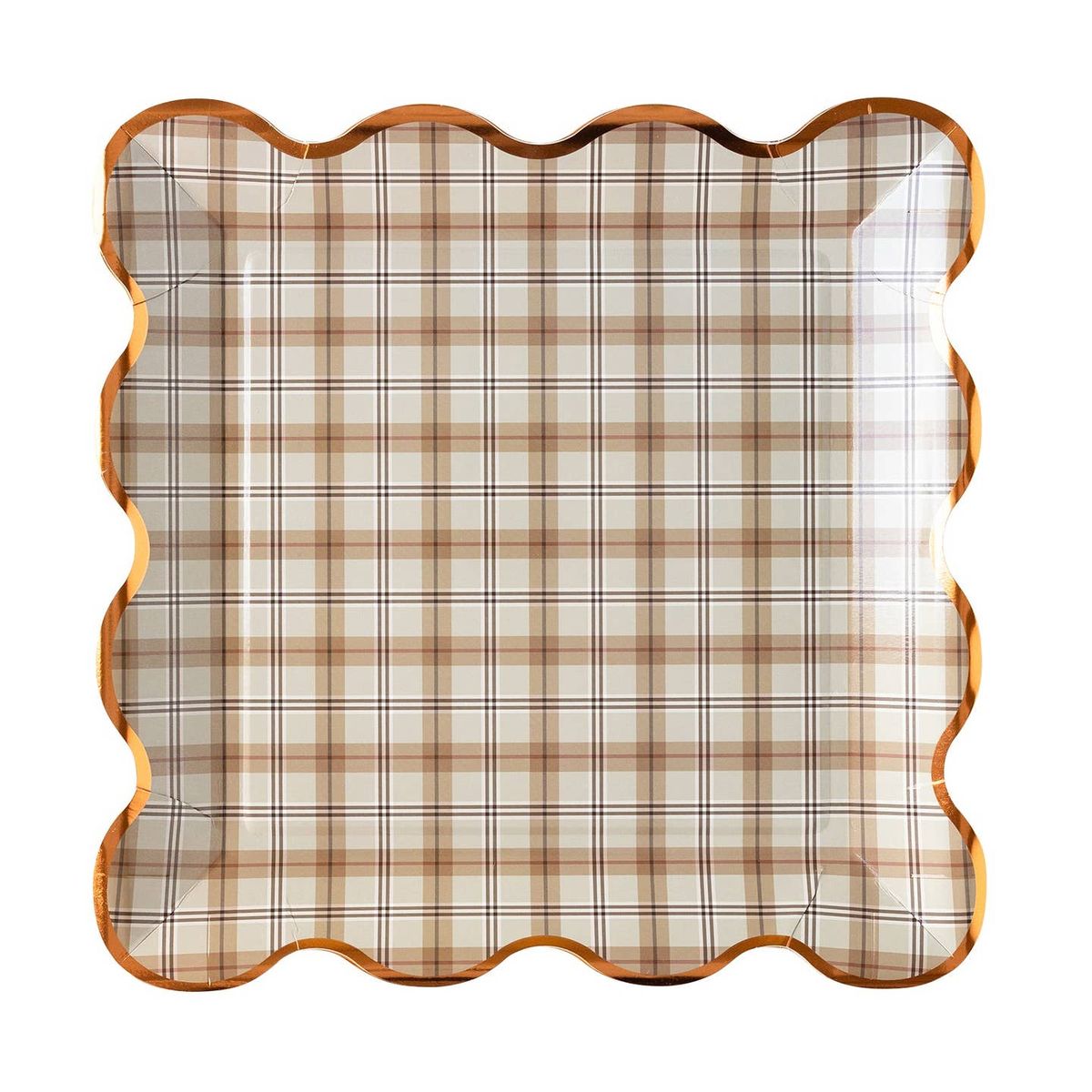 Rosh Hashanah Harvest Collection Plaid Dinner Plate, Paper- 8 Pack