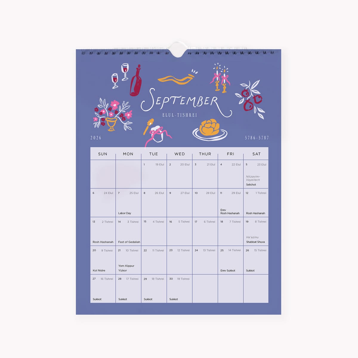 Jewish New Year Calendar - 5787 , Peace Love Light Shop
