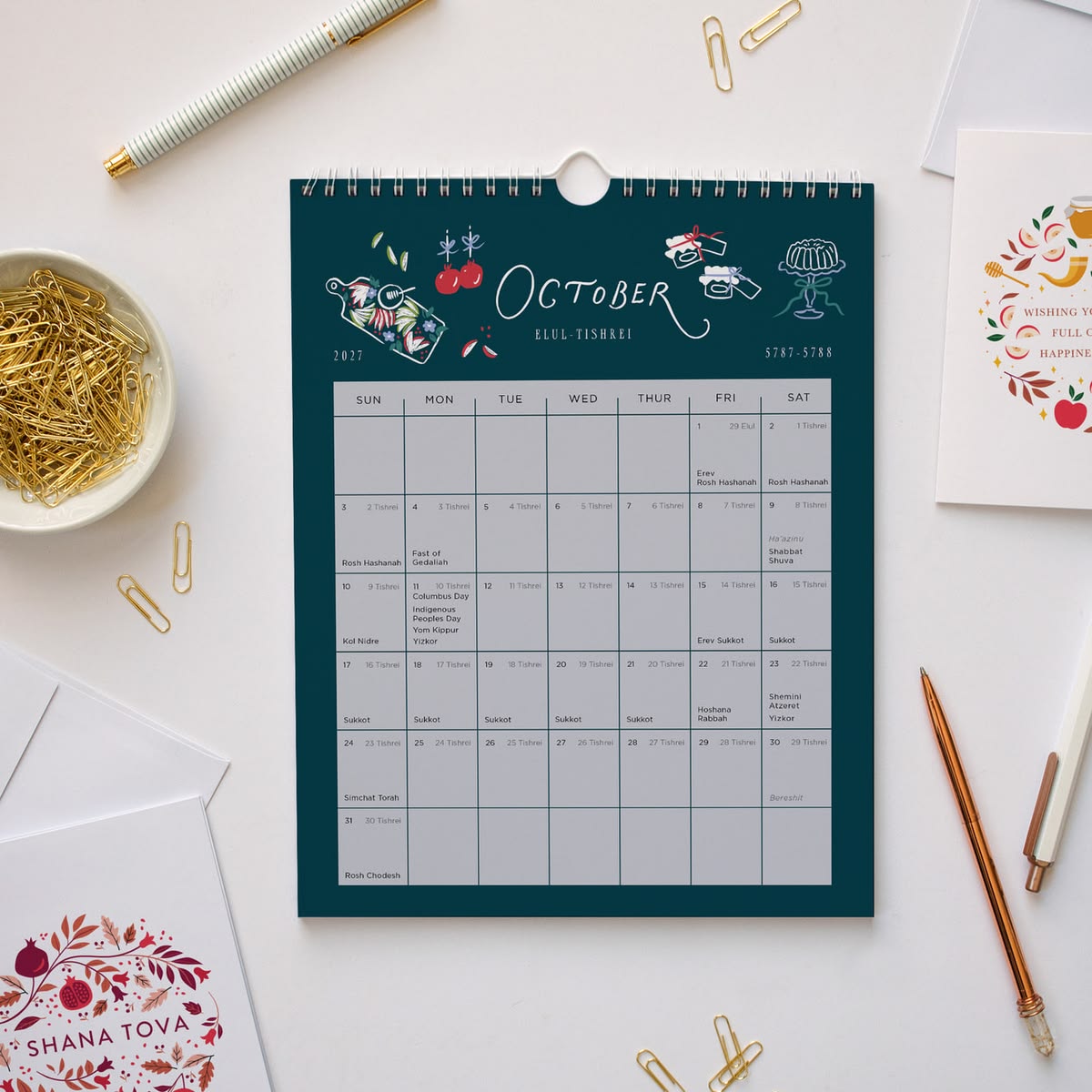 Jewish New Year Calendar - 5787 , Peace Love Light Shop