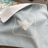 Buzz-worthy Challah Cover, Embroidered- Rosh Hashanah, Pale Blue