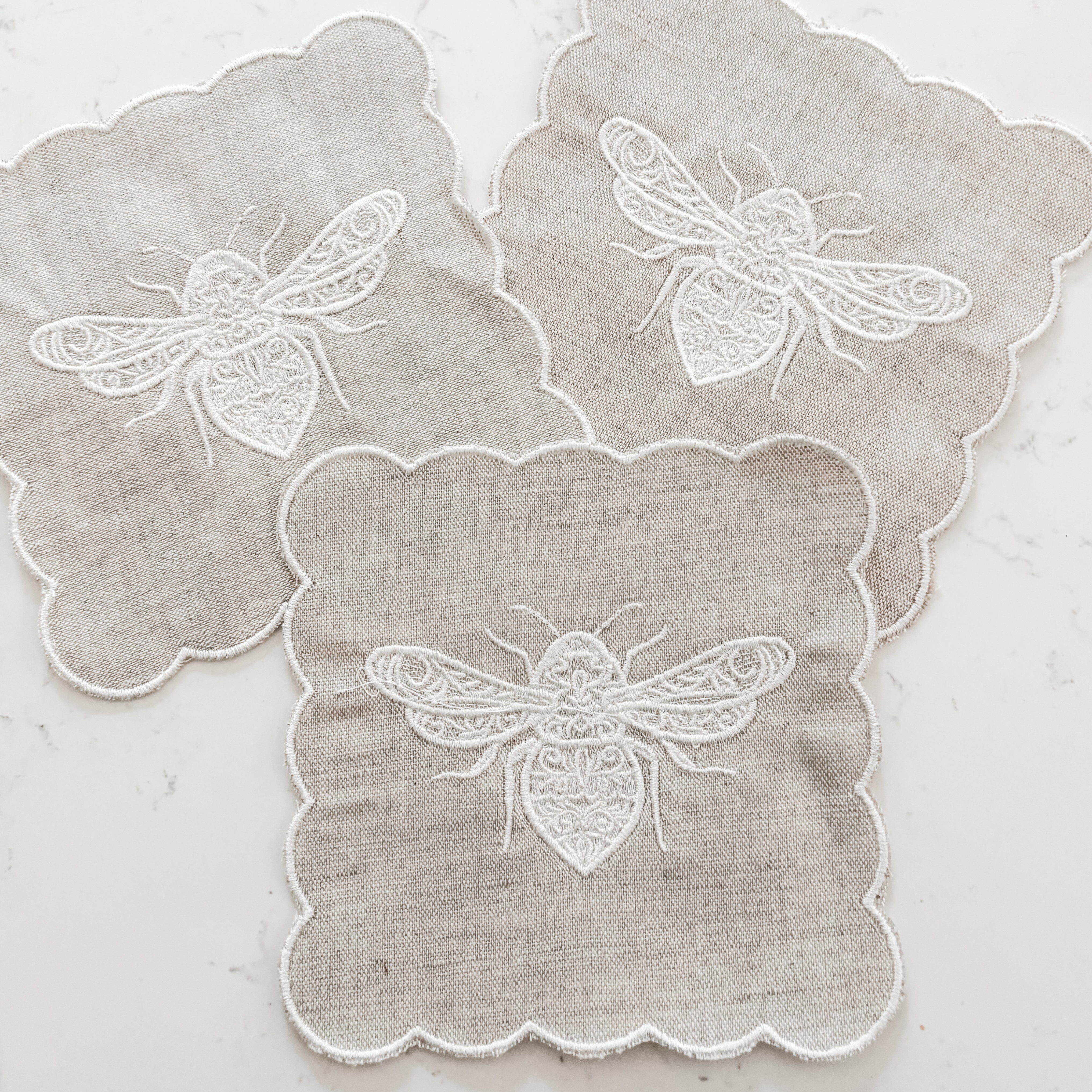 Buzz-Worthy Cocktail Napkins, Natural or Pale Blue, Set of Four, Rosh Hashanah