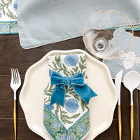 Pomegranate Hand Block Printed Napkins, Set of 4, Blue