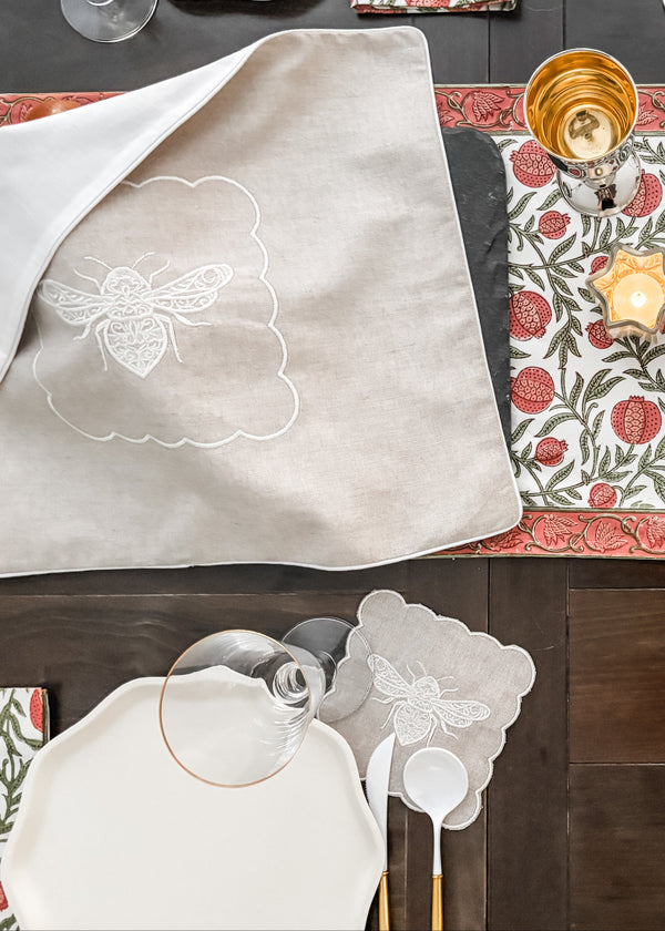 Rosh Hashanah Napkins- Pomegranate Hand Block Printed- Peace Love Light Shop