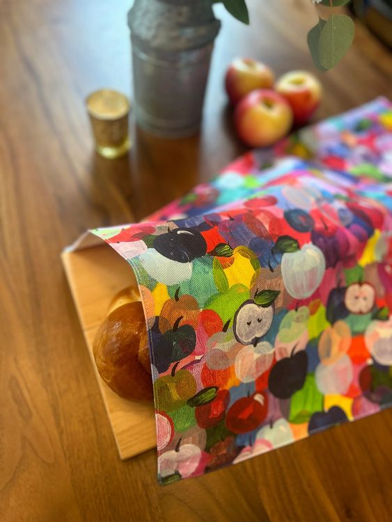 Rainbow Apples Challah Cover- Peace Love Light, Arielle Zorger