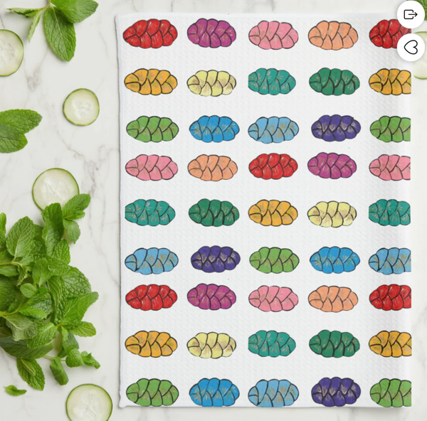 Rainbow Challah Kitchen Tea Towel, Shabbat - Peace Love Light Shop