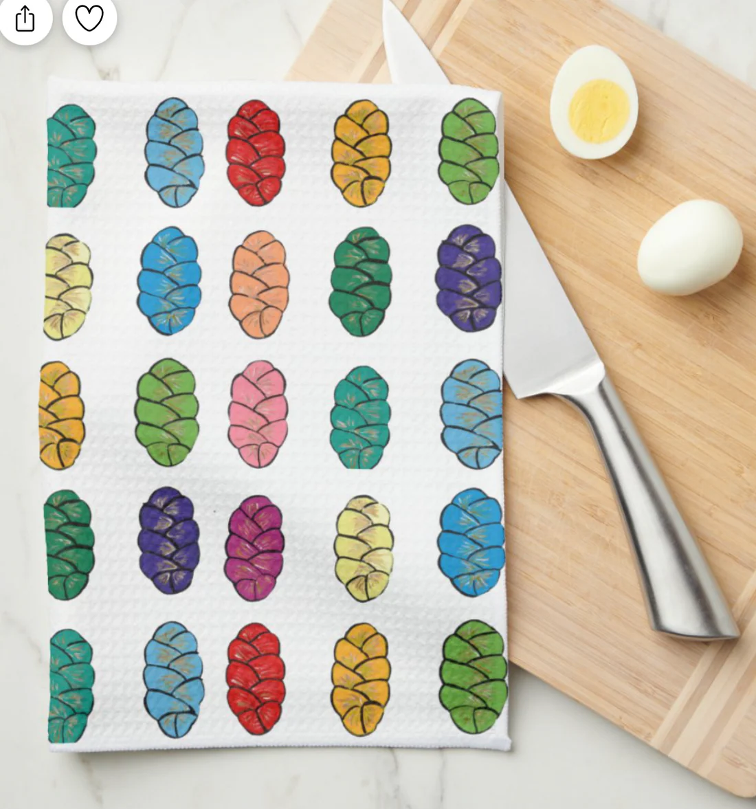 Rainbow Challah Kitchen Tea Towel, Shabbat - Peace Love Light Shop