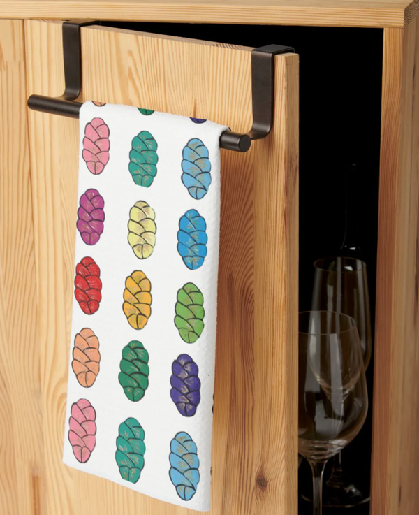 Rainbow Challah Kitchen Tea Towel, Shabbat - Peace Love Light Shop