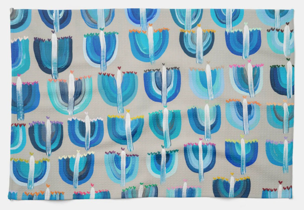 Arielle Zorger Designs Hanukkah Tea Towel- Peace Love Light Shop
