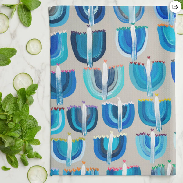 Arielle Zorger Designs Hanukkah Tea Towel- Peace Love Light Shop