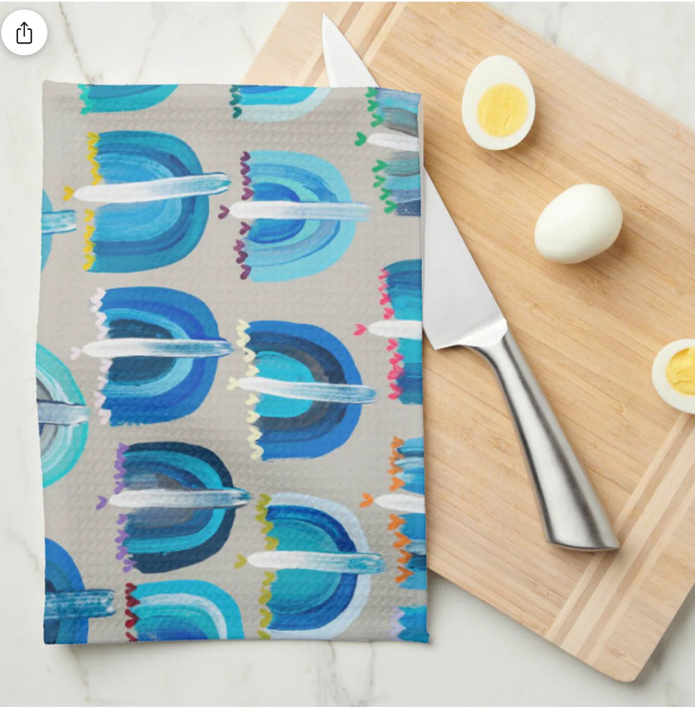Arielle Zorger Designs Hanukkah Tea Towel- Peace Love Light Shop