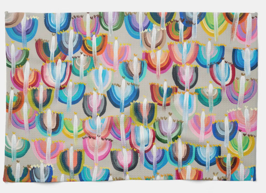 Arielle Zorger Designs Hanukkah Tea Towel- Peace Love Light Shop