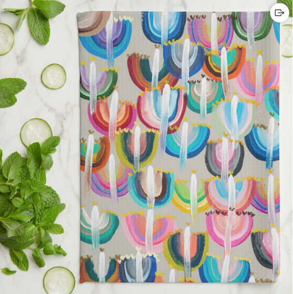 Arielle Zorger Designs Hanukkah Tea Towel- Peace Love Light Shop