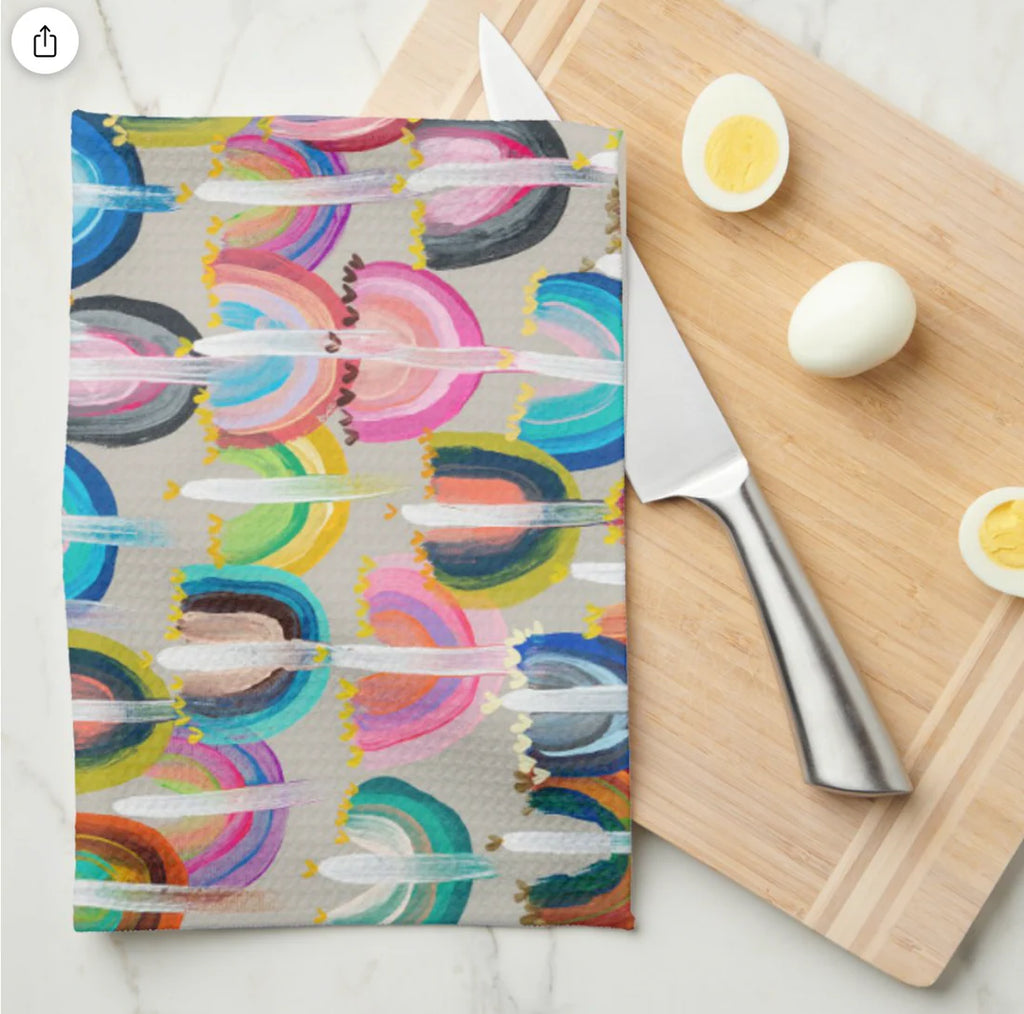 Arielle Zorger Designs Hanukkah Tea Towel- Peace Love Light Shop